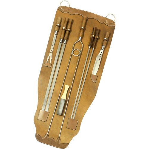 Conjunto de Espeto em Couro 